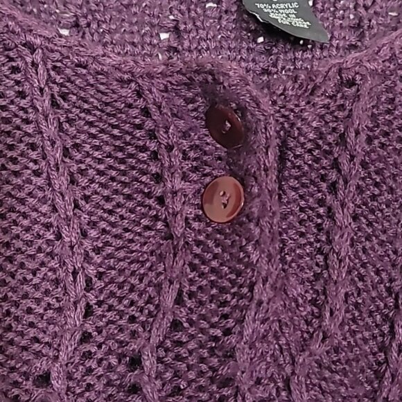 Vintage The Limited Womens Chunky Knit Henley Sweater Size S Purple Wool Blend - Picture 4 of 13